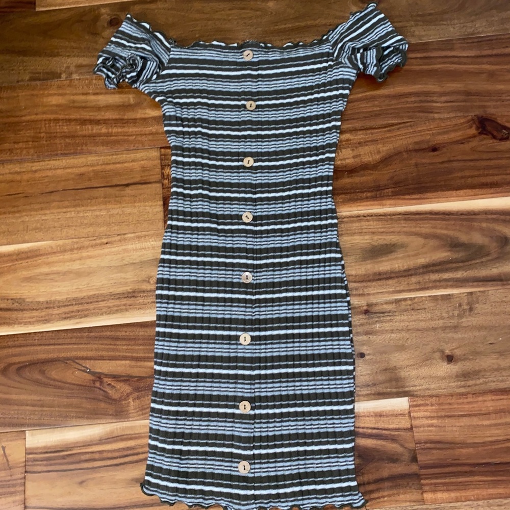 Off the shoulder button down dress